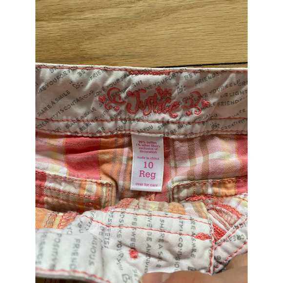 Rare Justice Pink and Orange Plaid Shorts - Picture 4 of 5